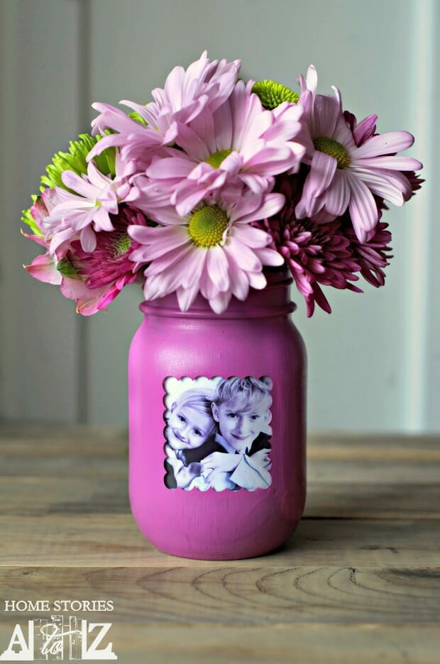grandparents day gift idea - mason jar frame vase