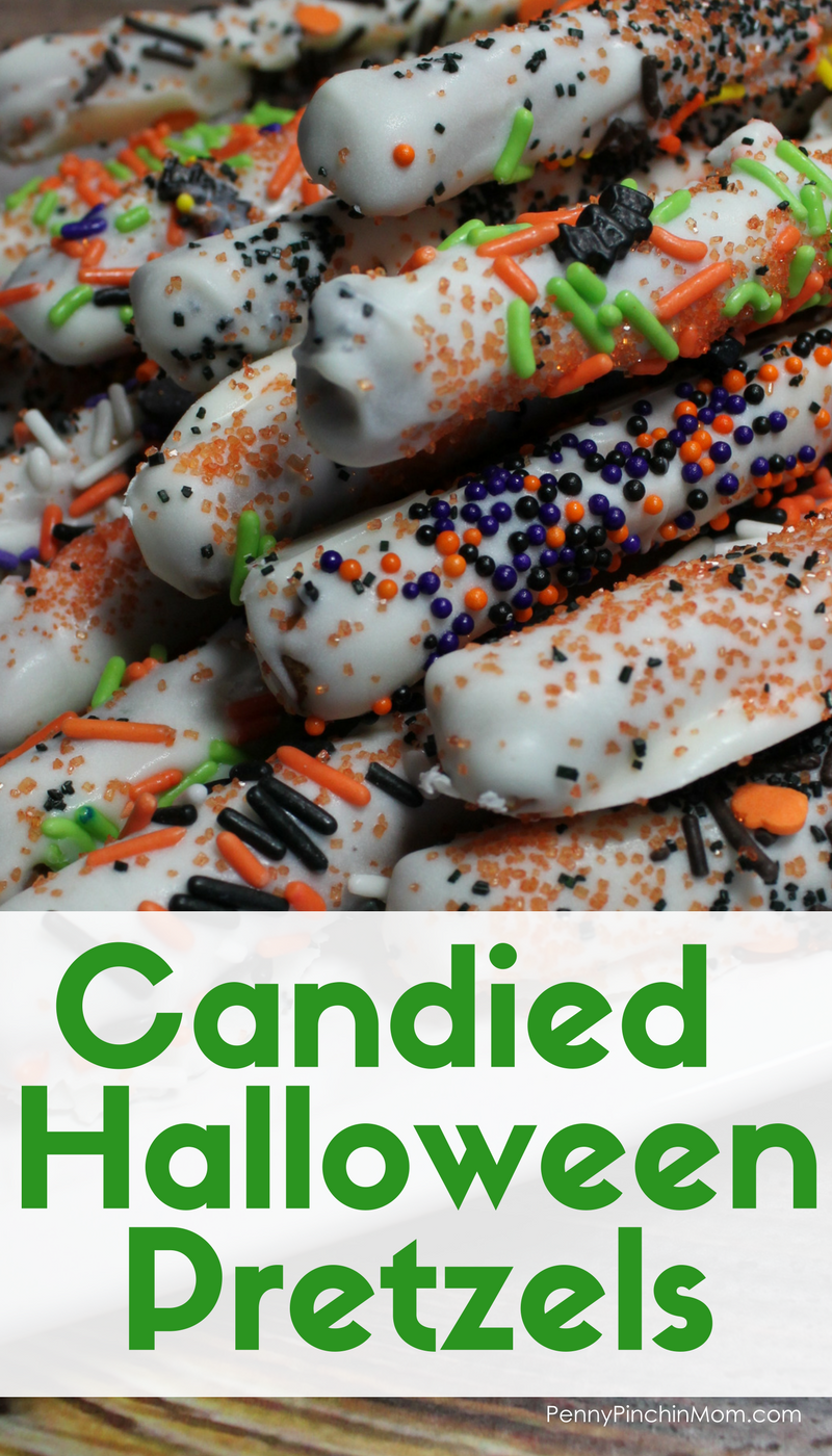 candied Halloween pretzel rods