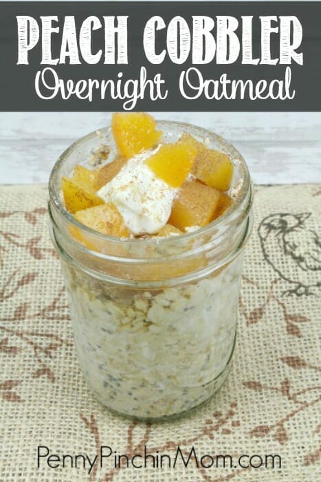 Peach Cobbler Oatmeal (Overnight Recipe)