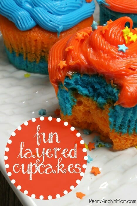 These layered cupcakes are fun and very easy to make!