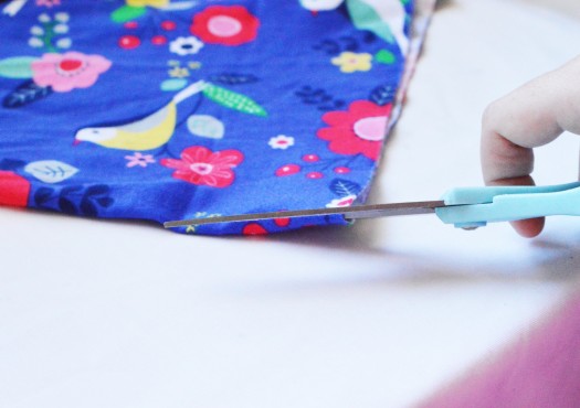 cutting fabric to make a Moby wrap