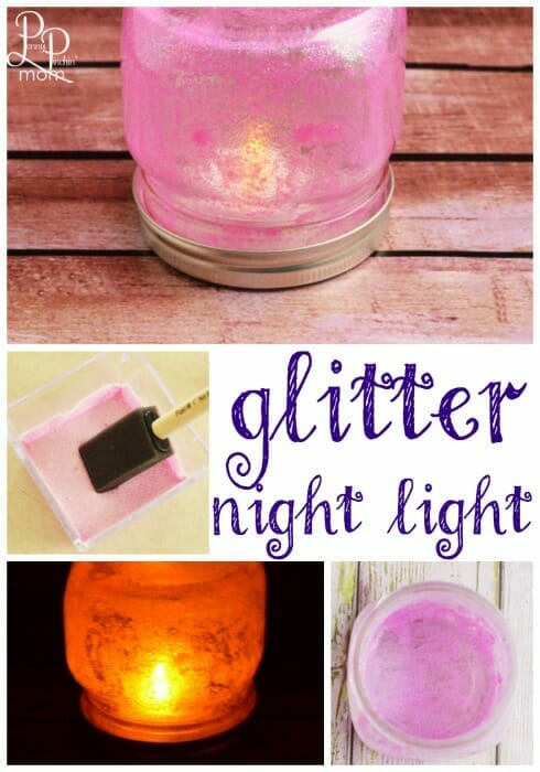Glitter Night Light! This is a fun DIY that will keep the kids feeling safe at night!
