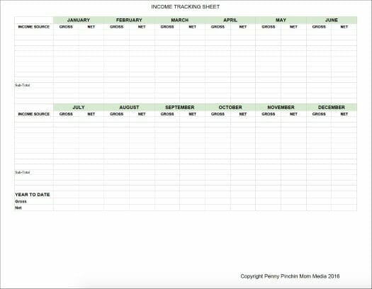 income tracking sheet