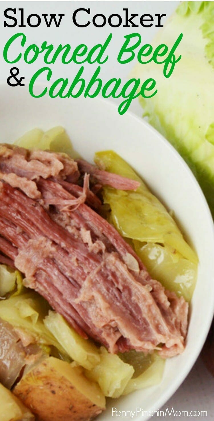corned beef and cabbage in a white bowl  Unhurried Cooker Corned Pork and Cabbage slow cooker corned beef and cabbage