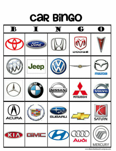 Car Bingo travel game