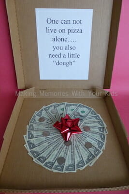 how to give money as a gift - pizza