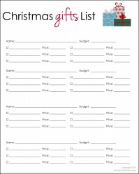 Christmas Gifts List Printable