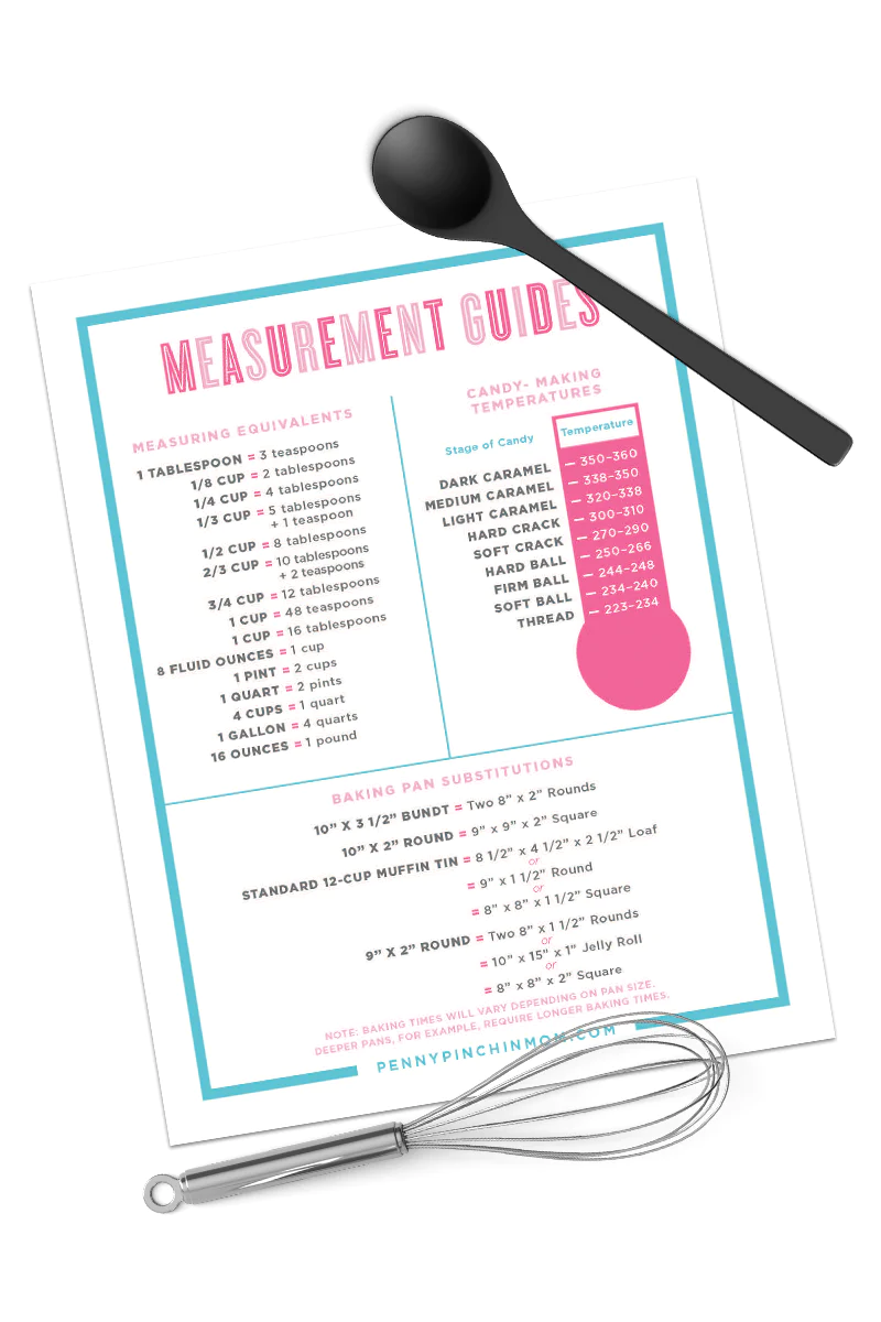 Laminated Kitchen Conversion Chart Measurements Scale Measuring