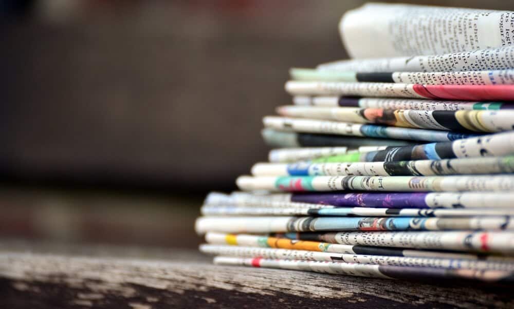 Stack of discarded newspapers