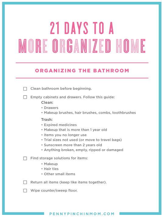 Bathroom Organization Checklist