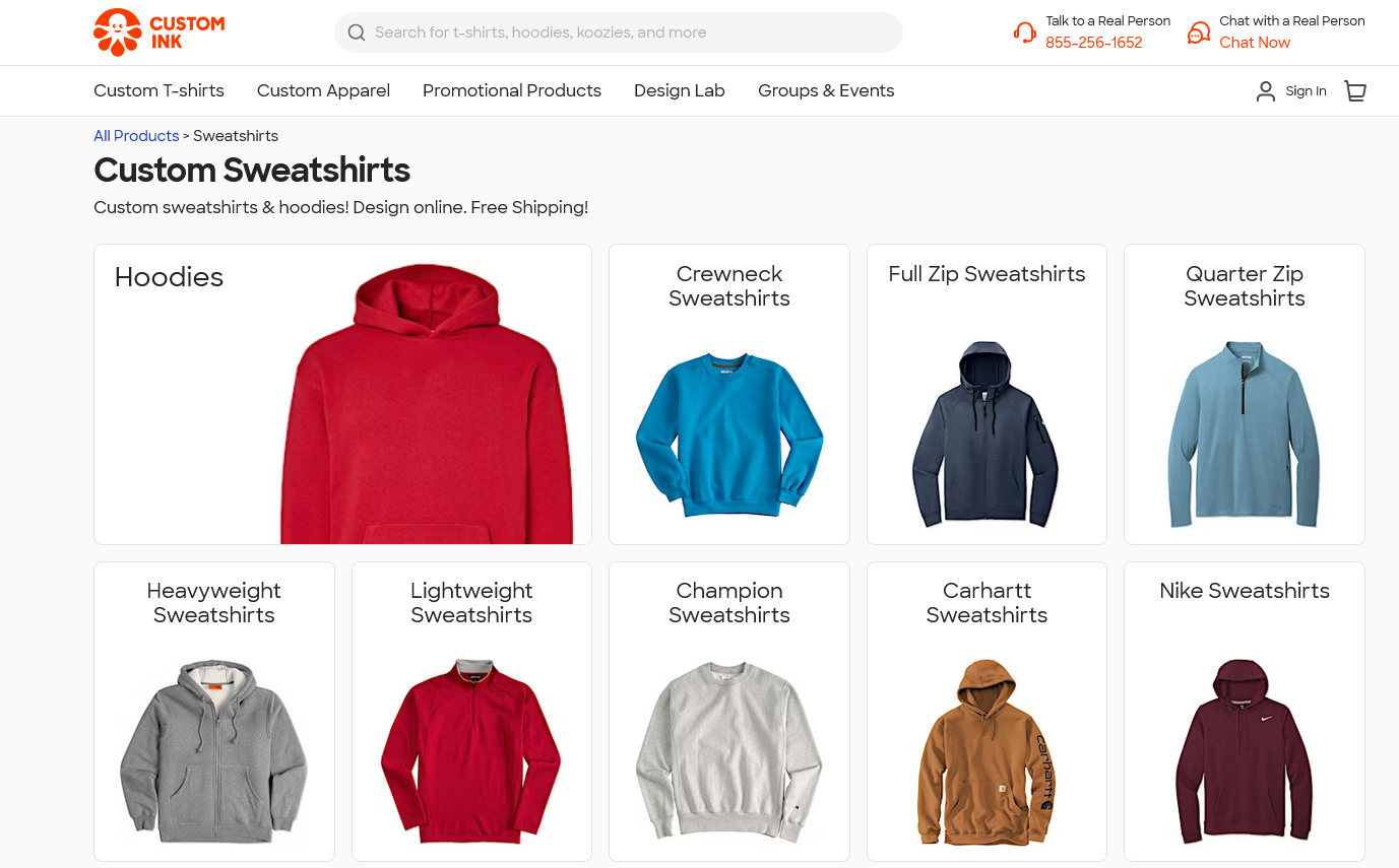 Custom Ink sweatshirts