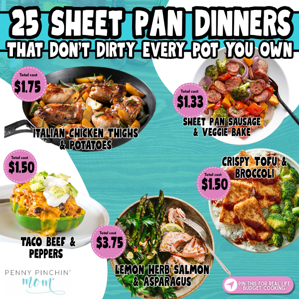 Easy sheet pan dinners: 25 colorful roasted meals spread across baking sheets, ready to serve straight from the oven.