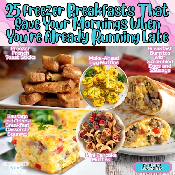 Freezer breakfast recipes: 25 prepped meals in freezer bags and containers ready to reheat quickly on rushed mornings.