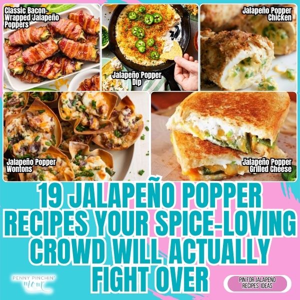 Jalapeno popper recipes: 19 stuffed peppers with cheese, bacon, and breadcrumbs on a plate, ready to serve hot.
